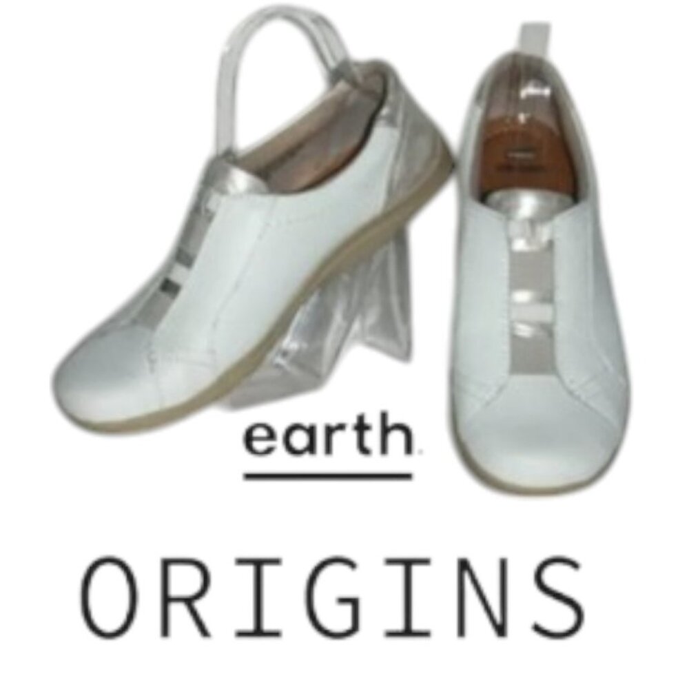 Earth Origins White Leather Slip-on Sneaker Size 9.5M
